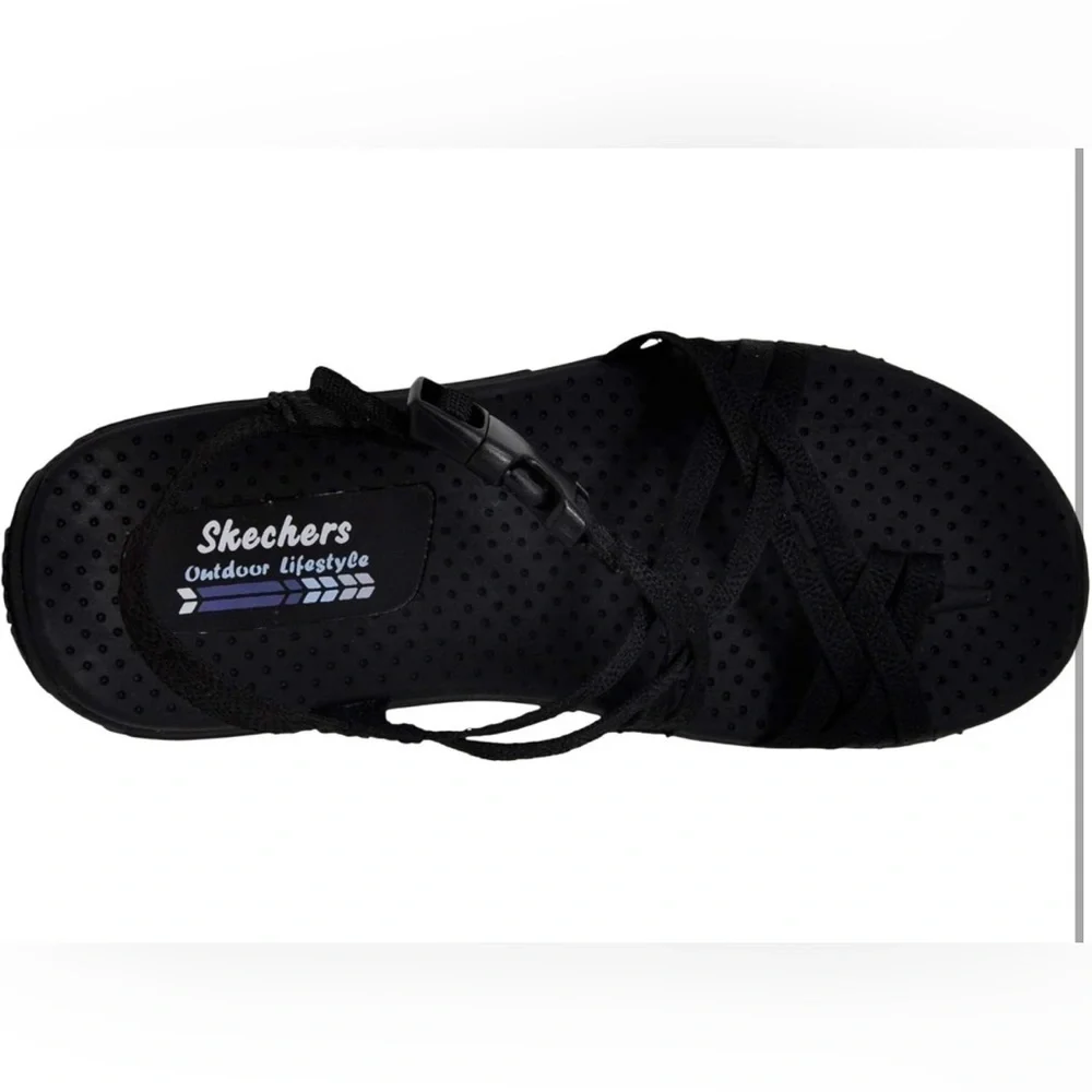 Skechers Women's Toe Ring Sandal, Black 8.5